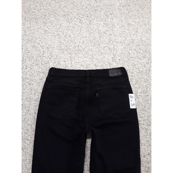 30 Levi's 724 High Rise 90s Distressed Straight Crop Raw Hem Black - Picture 8 of 11